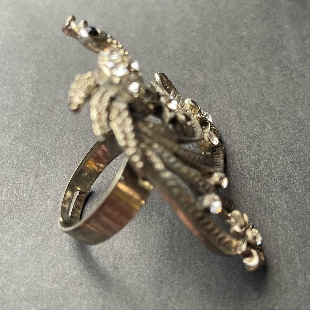 Vintage jeweled peacock statement ring adjustable - Picture 6 of 7